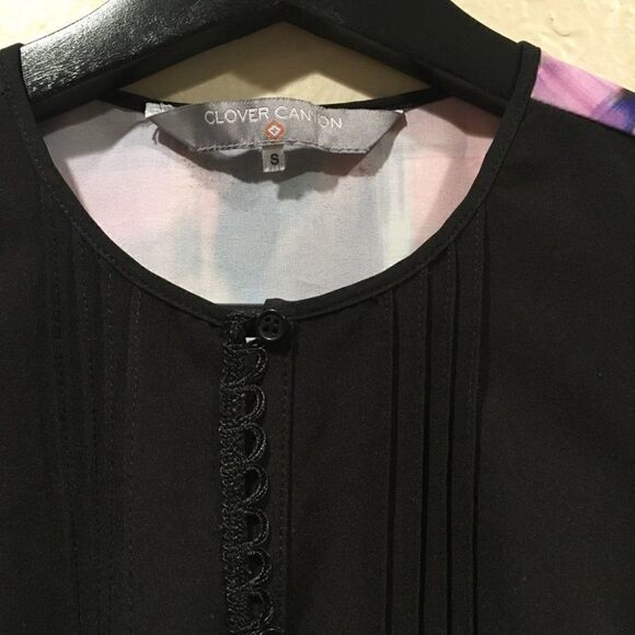 Clover Canyon Watercolor black dress Stripe Sm - Picture 7 of 7